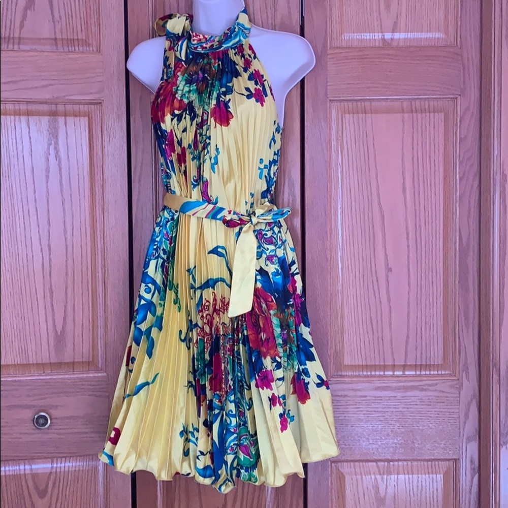 Yellow, floral dress
